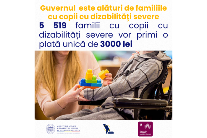 Peste 5 500 de familii, care au copii cu dizabilit